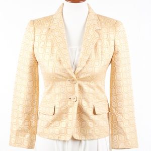 J Crew Collection Gold Silk Blend Jacquard Blazer